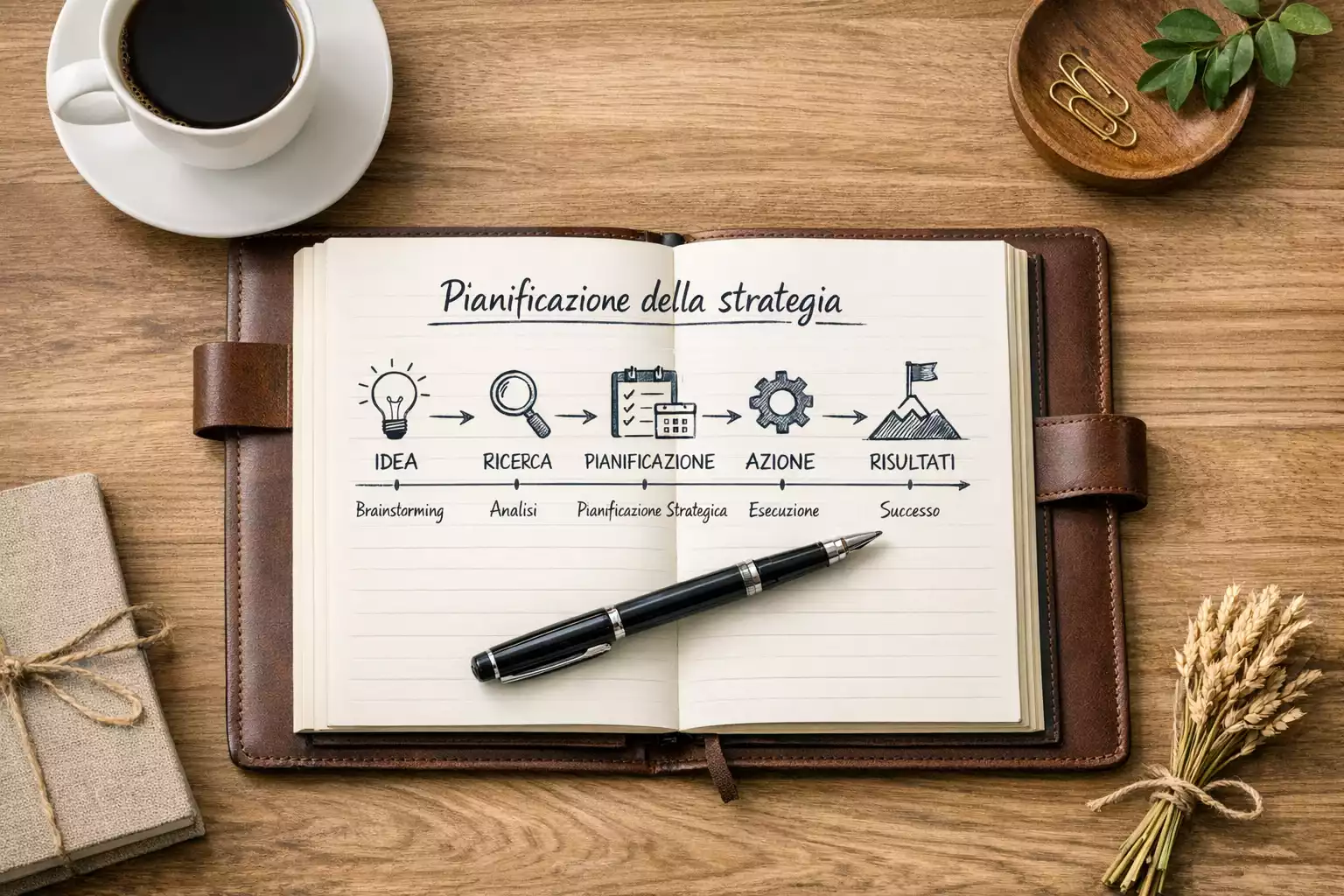 Blocco note con appunti e penna su scrivania per pianificazione budget